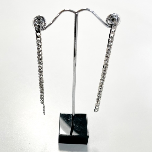 Women's Rhinestone Straight Drop Earrings - Picture 1 of 2